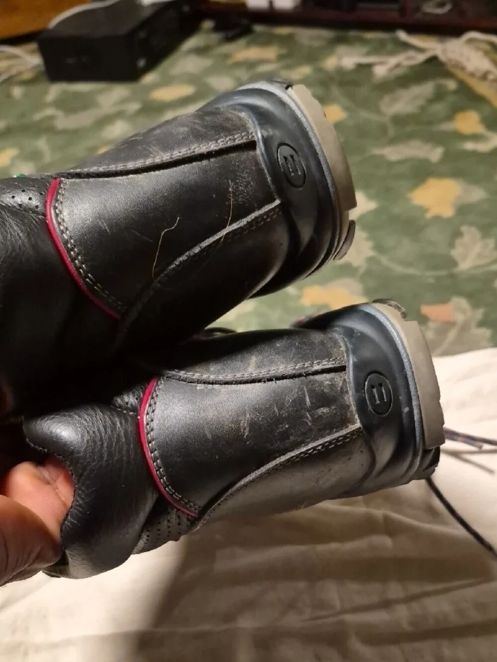 Zamberlan Men's Black Leather Hiking Boots with Red Accents